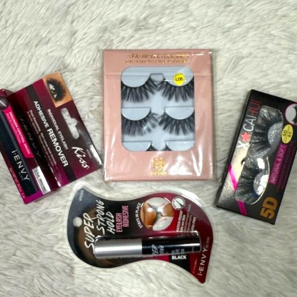 Dysilk 3Pr 3D Lashes + XCahui 5D Human Hair Lashes + Lash Adhesive + Remover Set